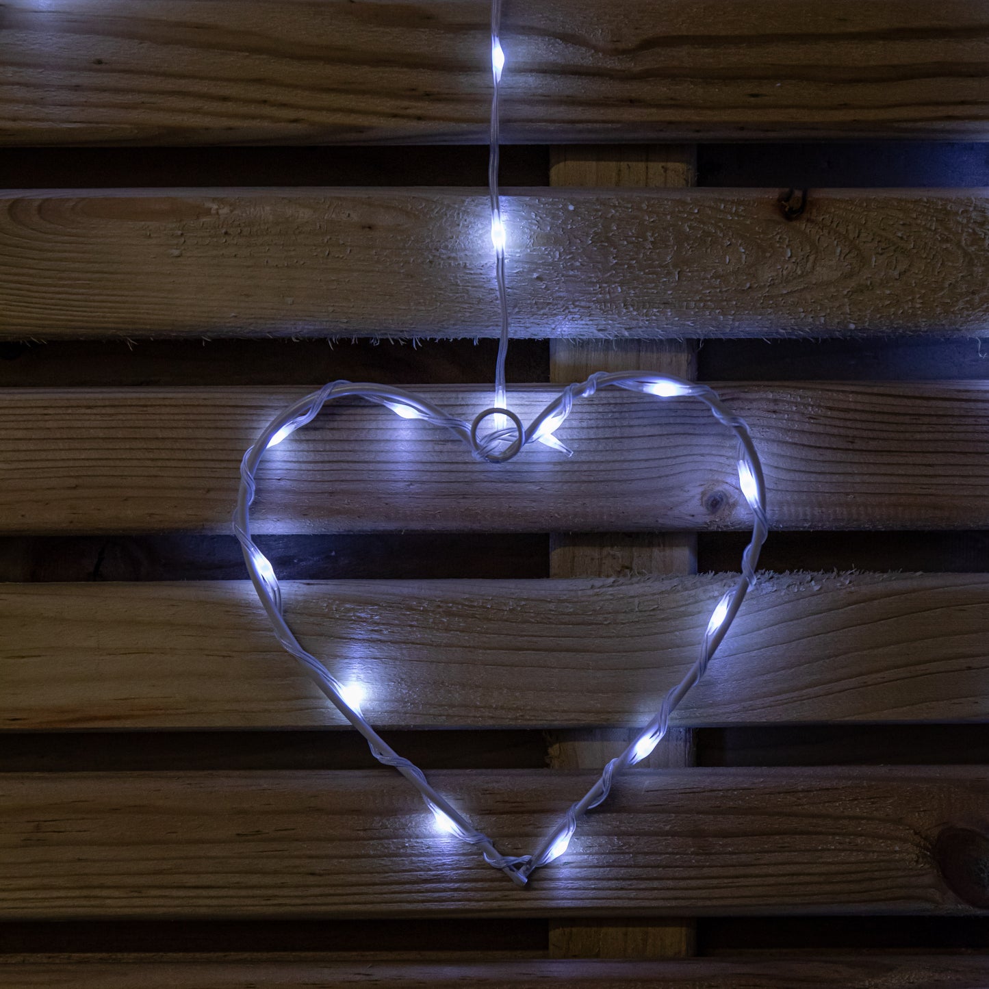 1.2 x 1.2m Light up Christmas Heart Curtain Lights with 229 Cool White LEDs