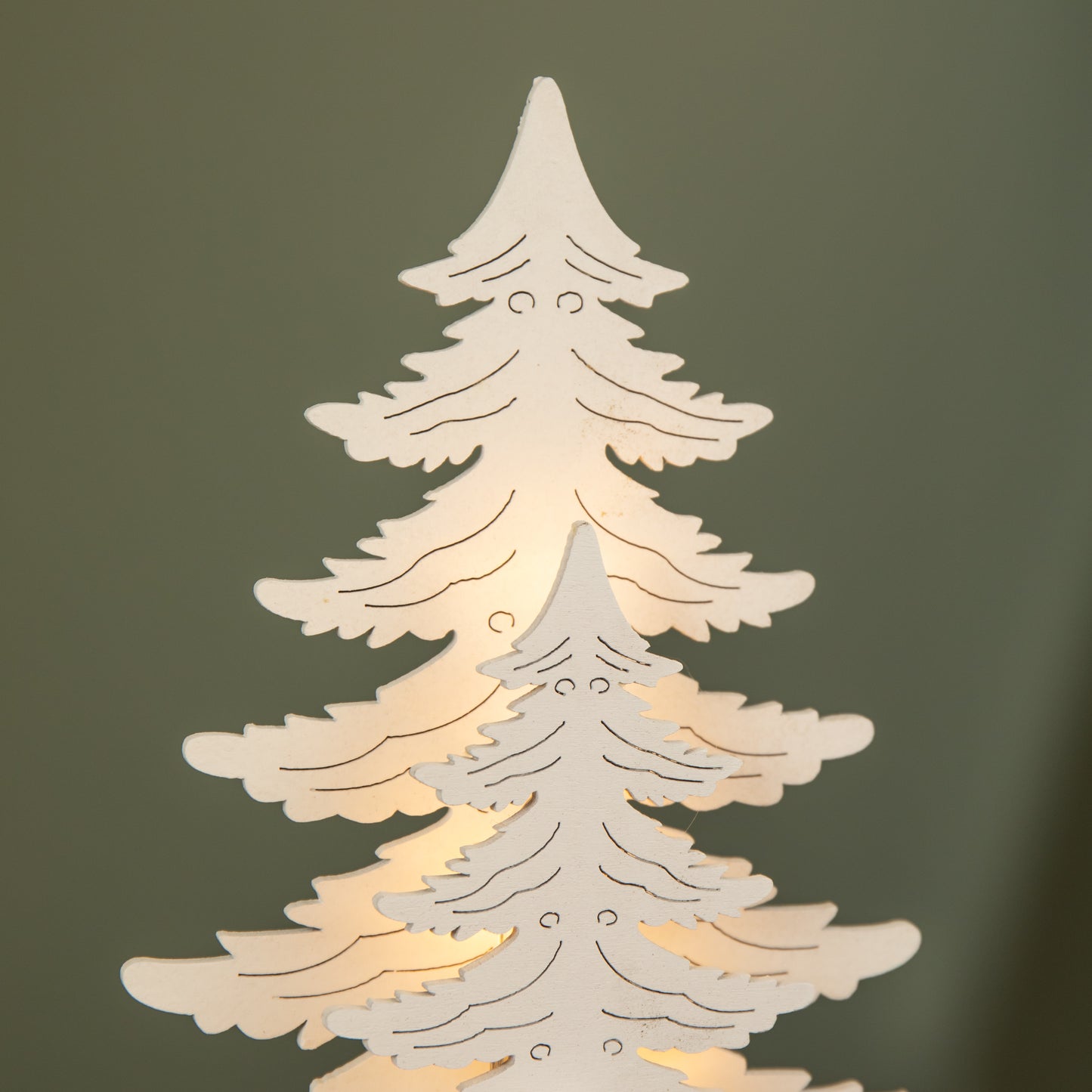 25cm LED Battery Operated Nutcracker with White Wooden Christmas Tree Scene