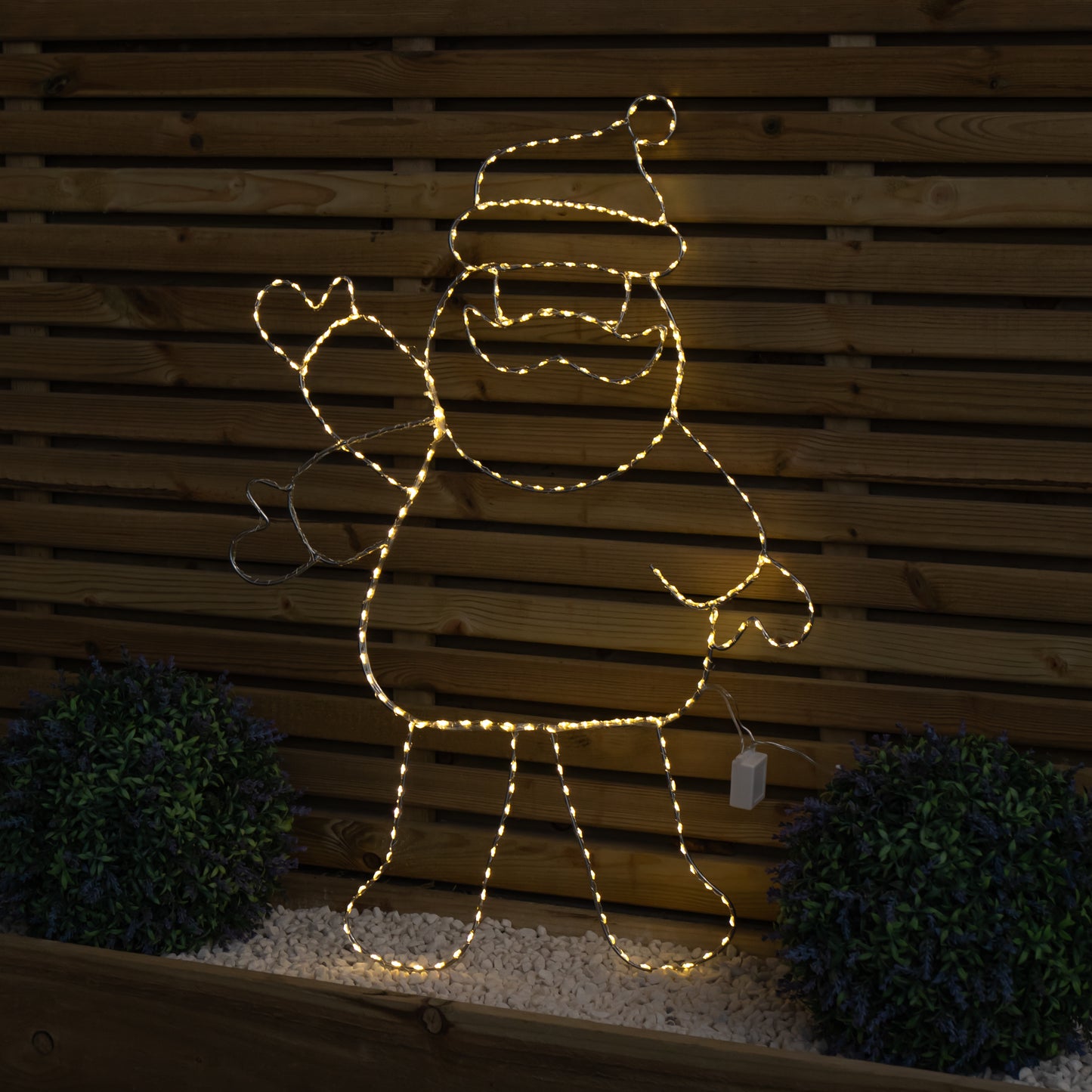 Factory Seconds: 79cm x 54cm Light up Waving Santa Christmas Silhouette with Warm White LEDs