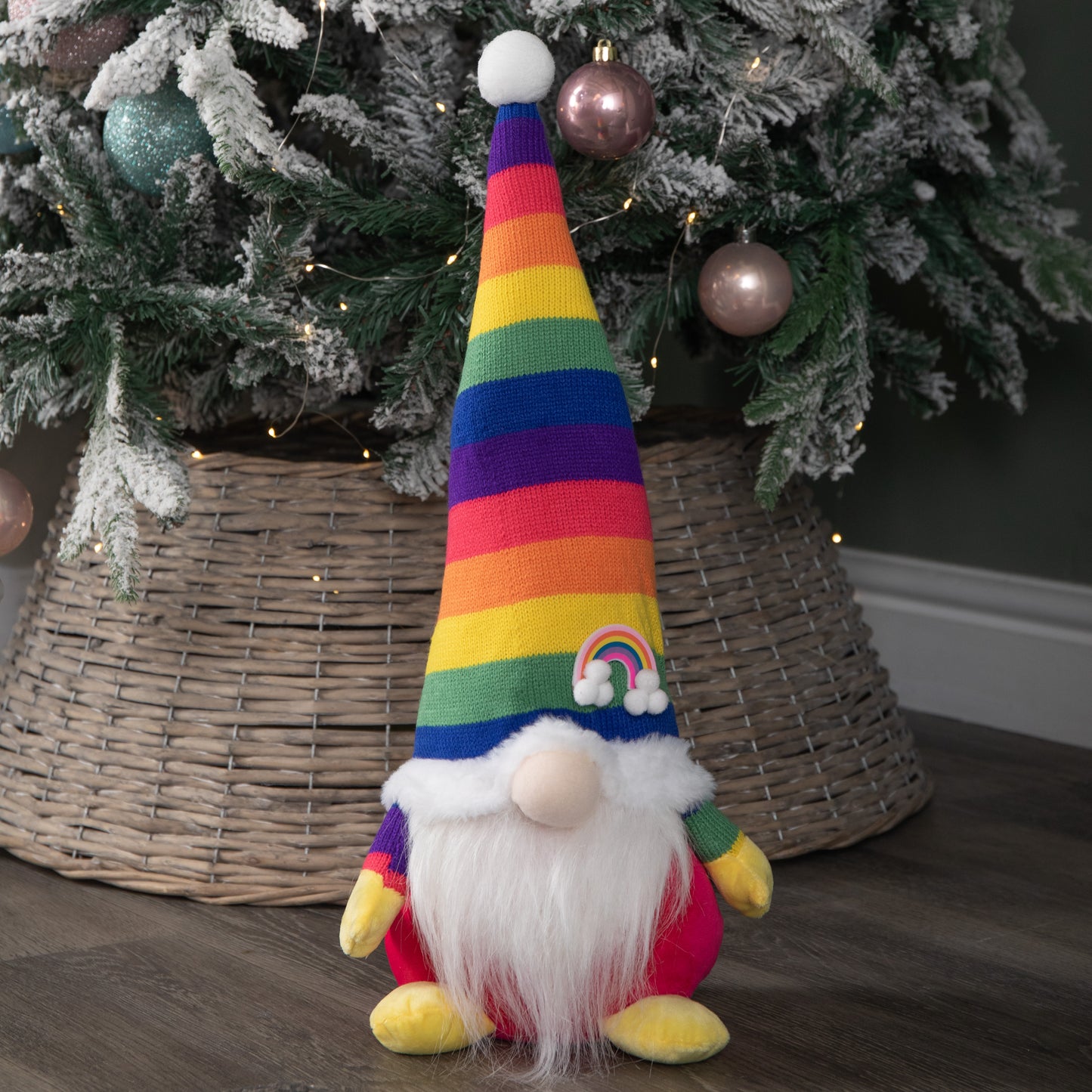 45cm Sitting Plush Christmas Gonk Decoration in Rainbow