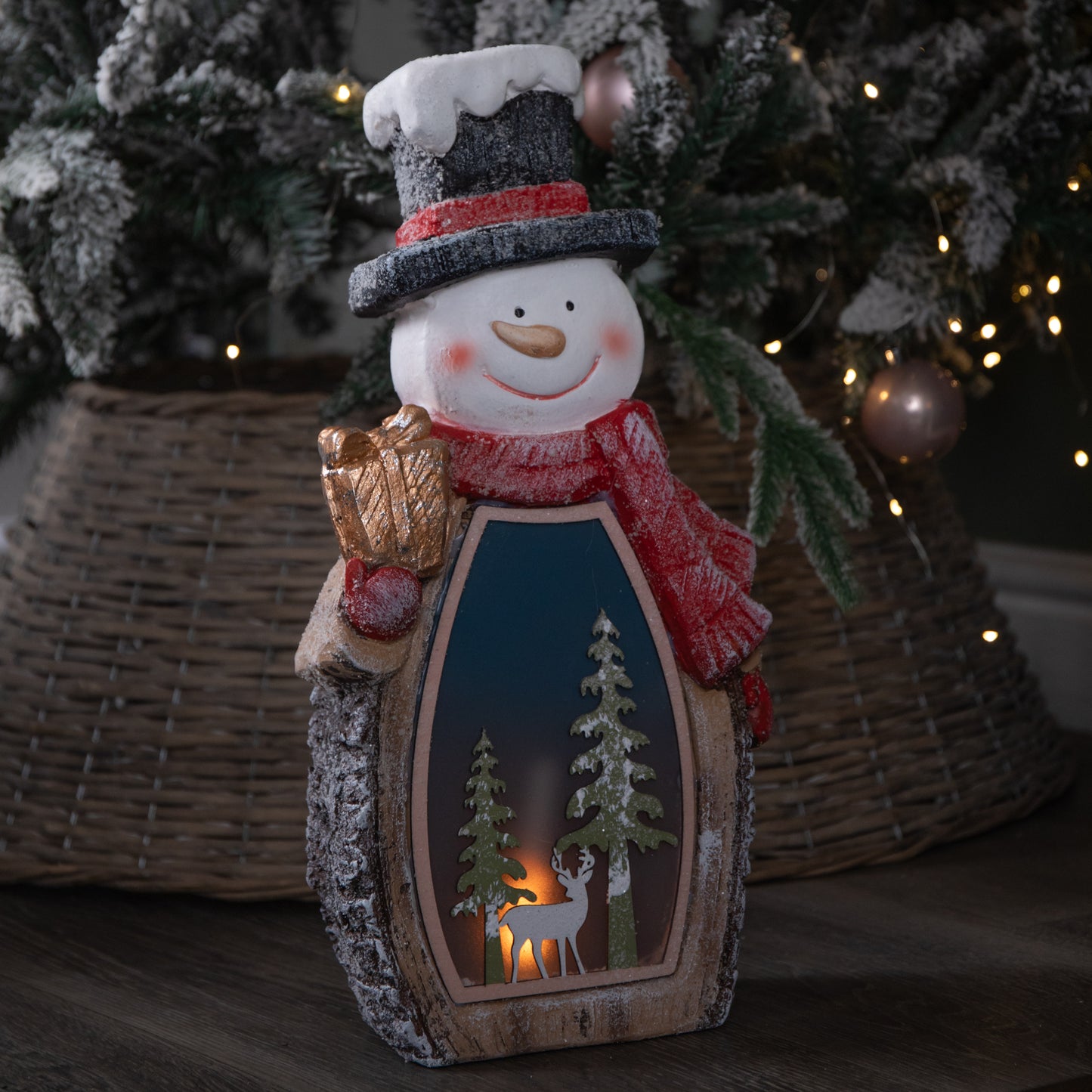 45cm Light up Christmas Woodsman Frosty Glow Snowman with LEDs