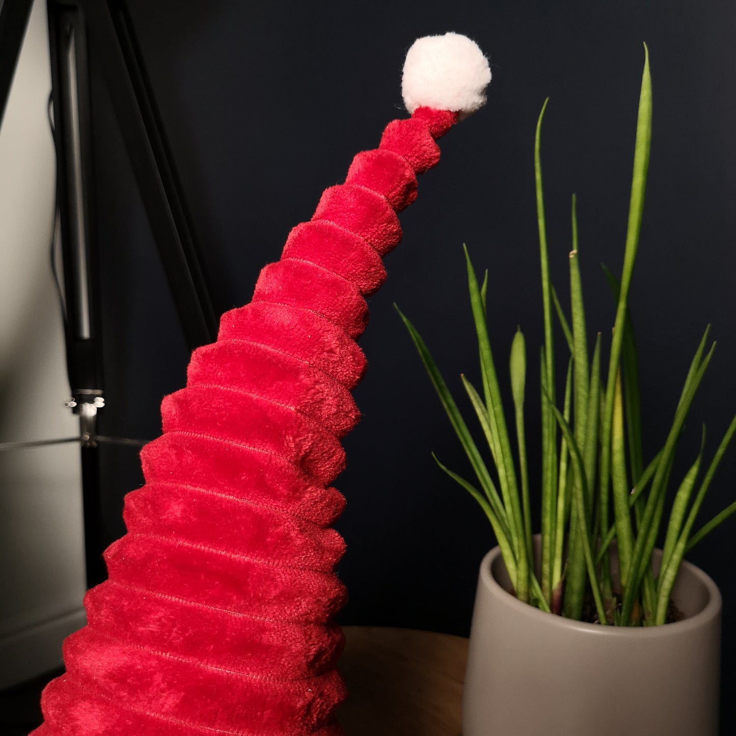 40cm Sitting Plush Christmas Gonk with Grooved Hat in Red