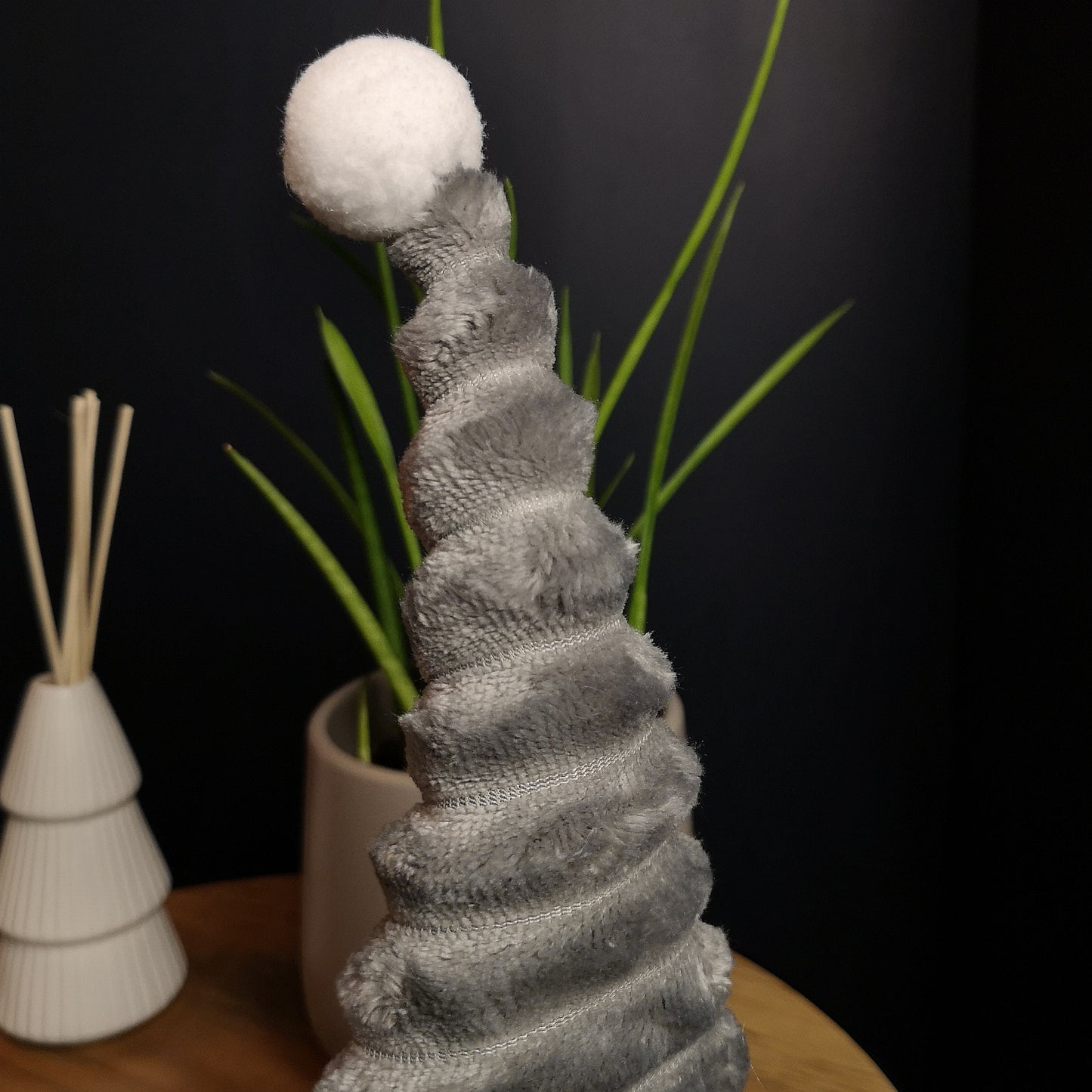 46cm Grey Plush Sitting Gonk Christmas Decoration with Stripey Dangly Legs