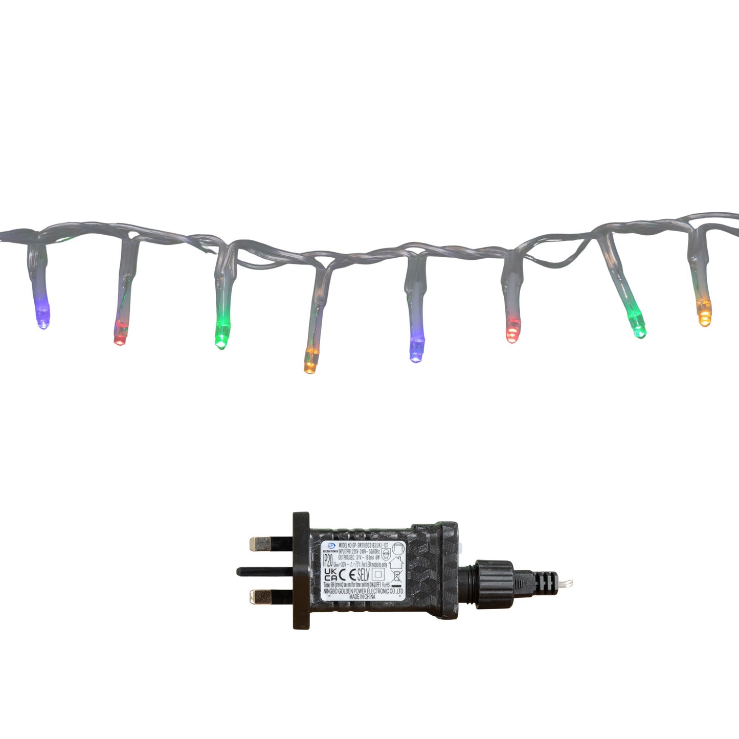 25m 1000 LED TreeBrights Christmas String Lights with Timer in Multi-Coloured on Clear Cable