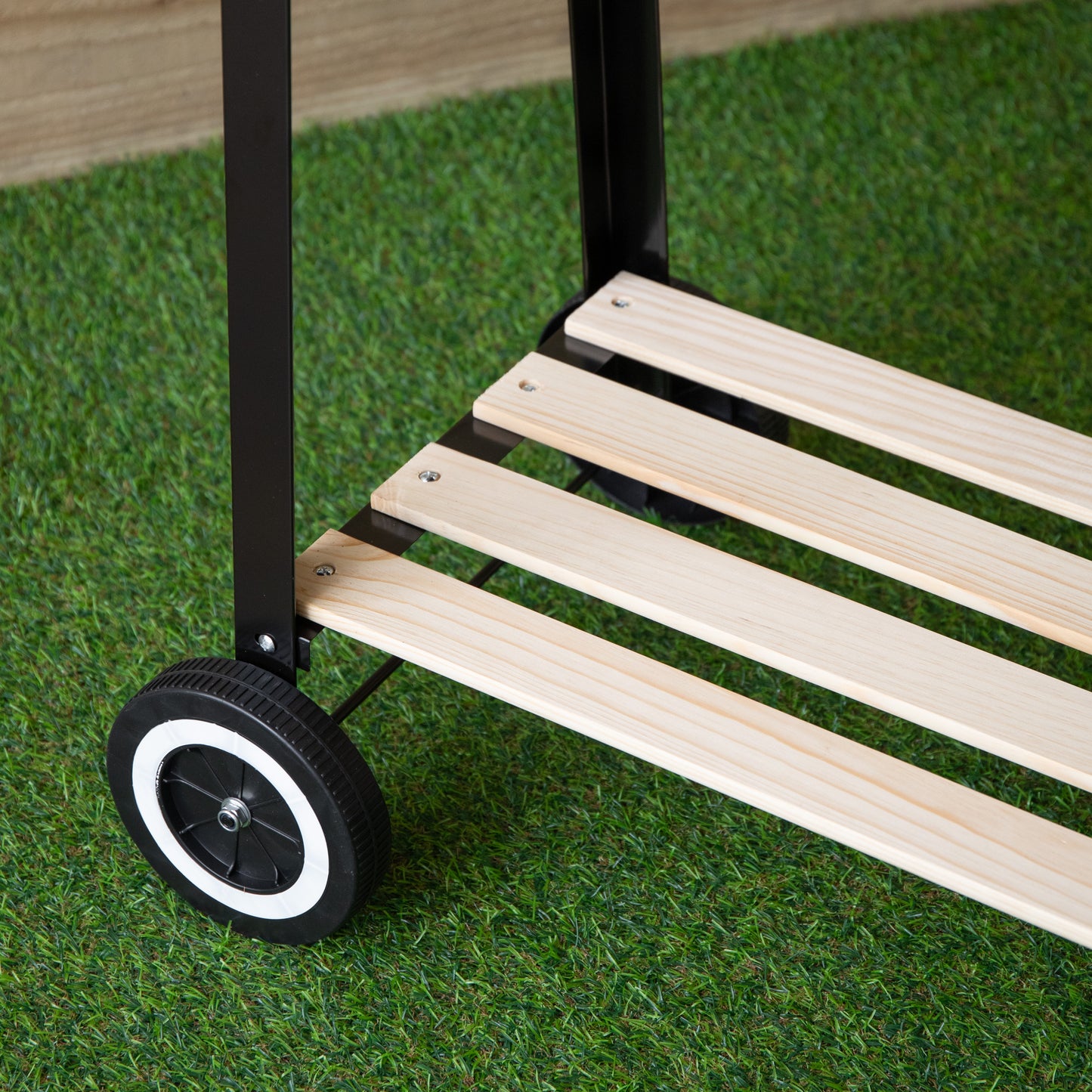 82 x 29cm Charcoal BBQ Grill Trolley with Shelves on Wheels