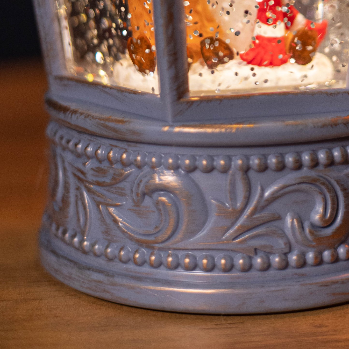 26cm Snowtime Dual Power LED Christmas Glitter Water Spinner Blue Lantern Cute Reindeer Scene