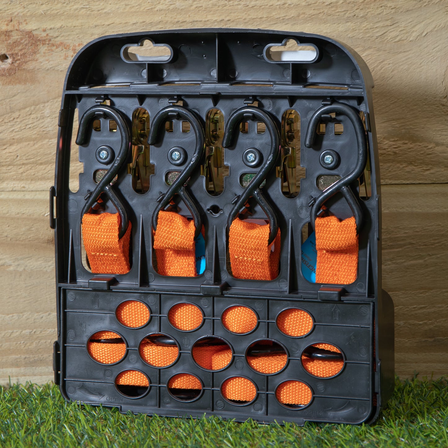 4 Pack of 1 Inch x 15ft Heavy Duty Orange Ratchet Strap Set with S Hooks