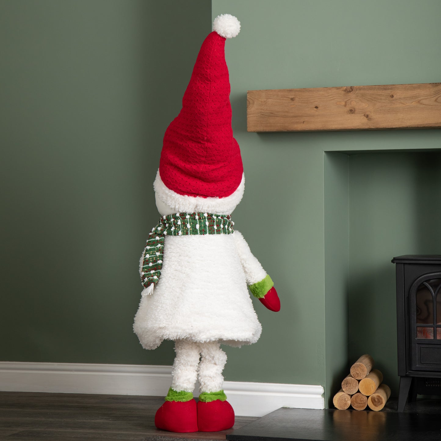 1.8m Tall Extendable Plush Snowman Decoration with Telescopic Legs