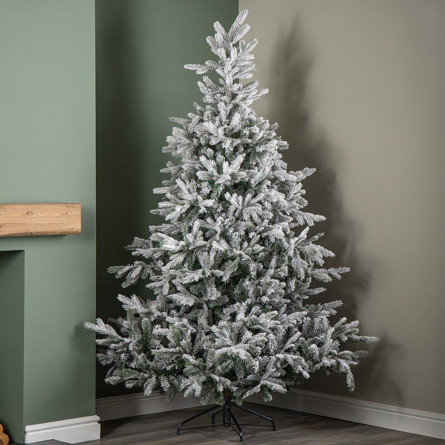 8ft (2.4m) Snowy Grandis Fir Artificial Christmas Tree with 2935 Tips & Metal Stand