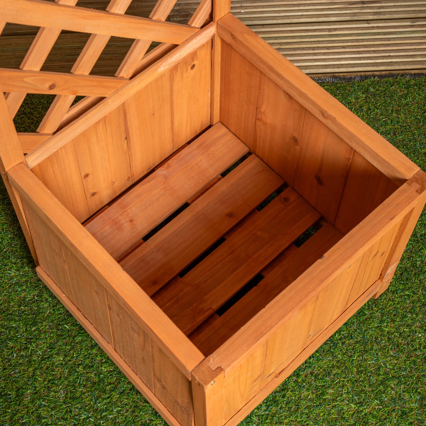 1.6m Samuel Alexander Natural Wooden Freestanding Garden Trellis with Raised Bed Planter
