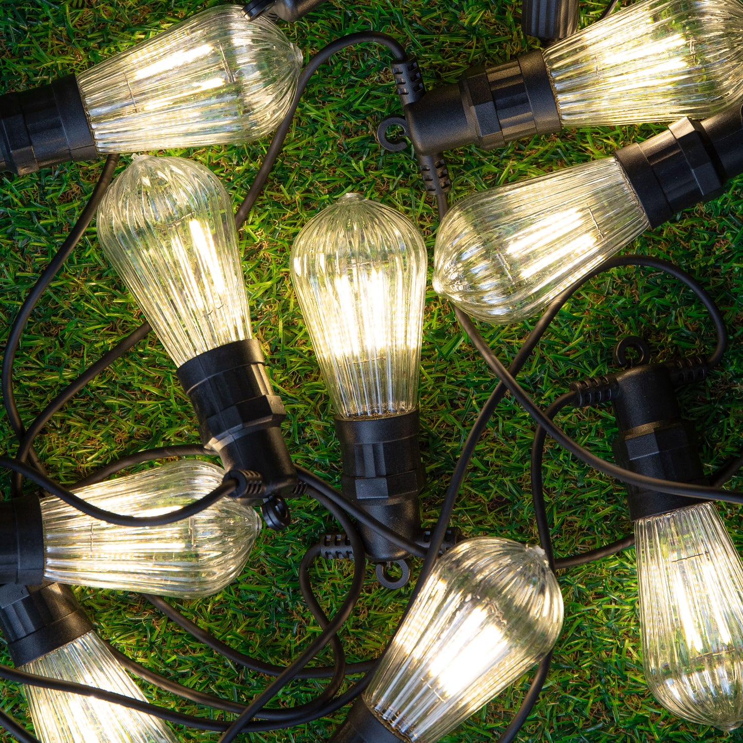 4.5m Set of 10 Connectable Fluted Festoon String Lights with Warm White LEDs