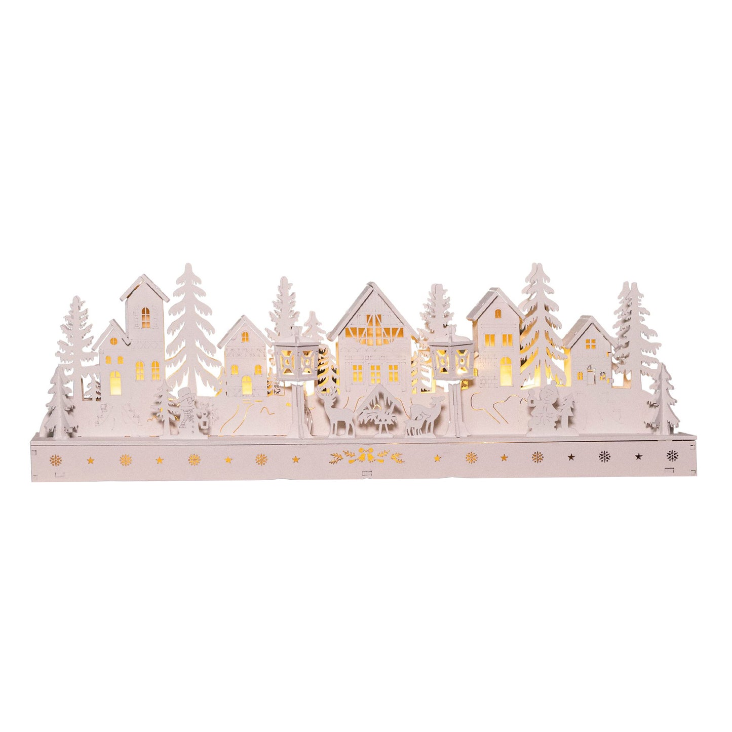 15cm Battery Operated Light up Wooden House Scene with 15 Warm White LEDs