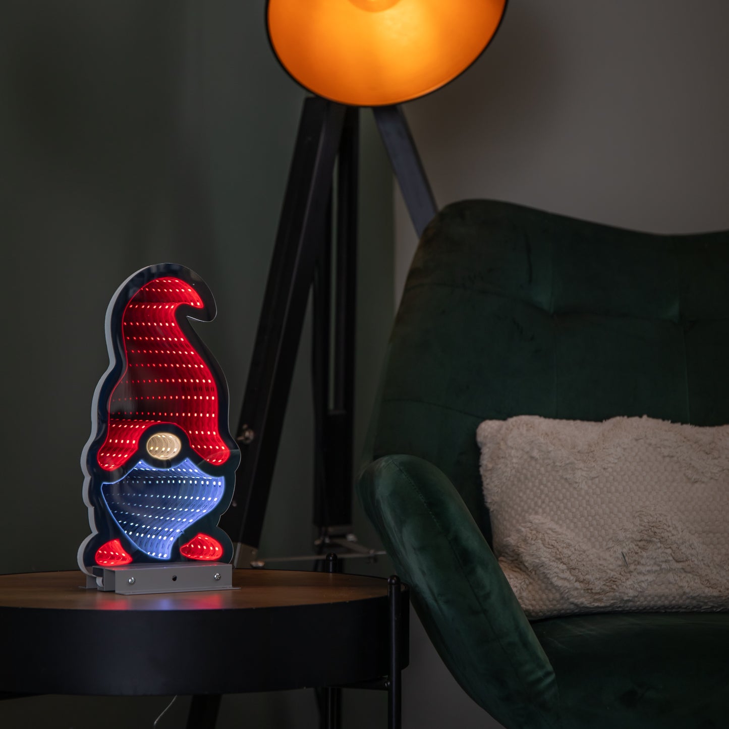 Factory Seconds: 30cm Infinity Light up Christmas Gonk Decoration with Red & White LEDs on Metal Base