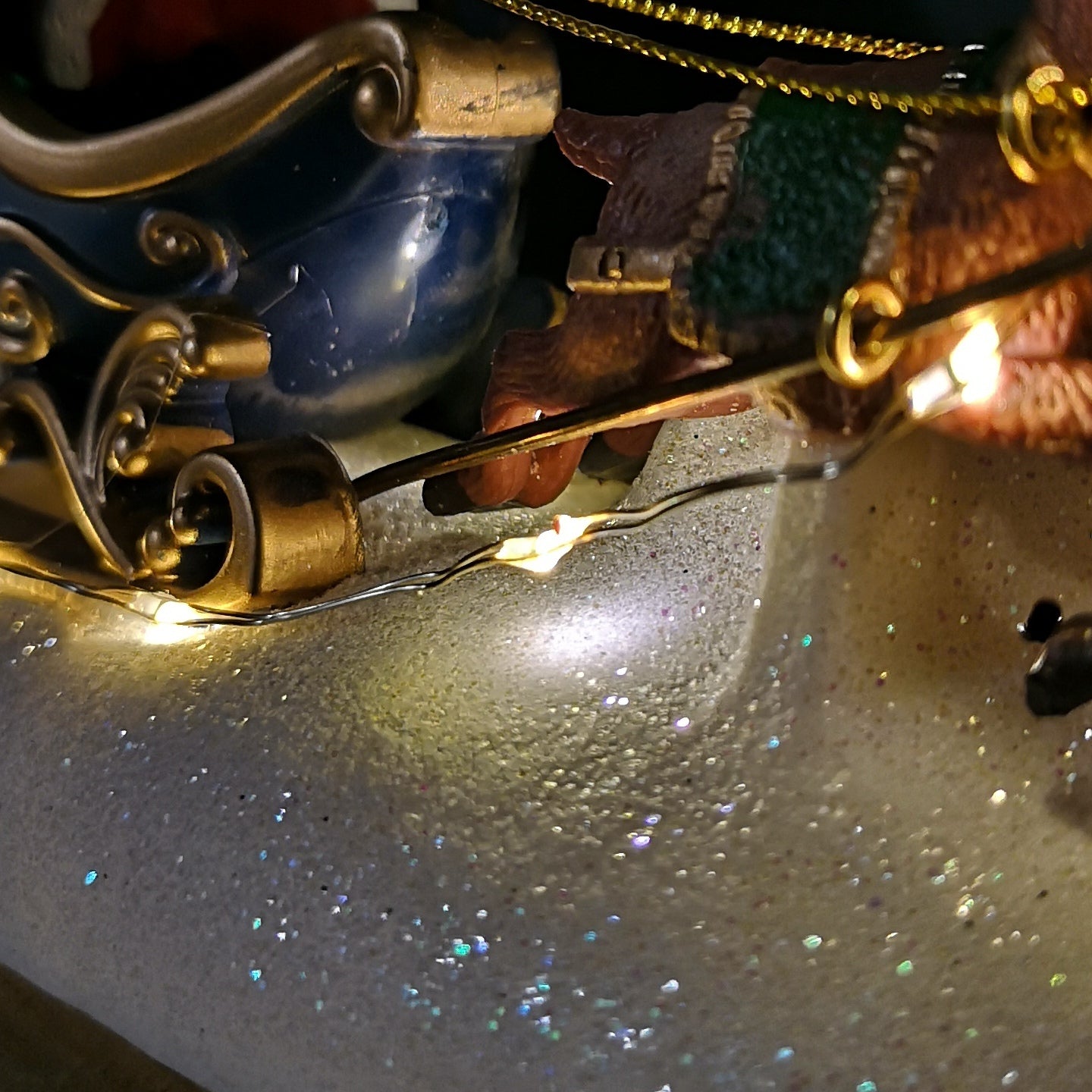 34cm Battery Operated Light up Santa Sleigh with Reindeer Christmas Decoration