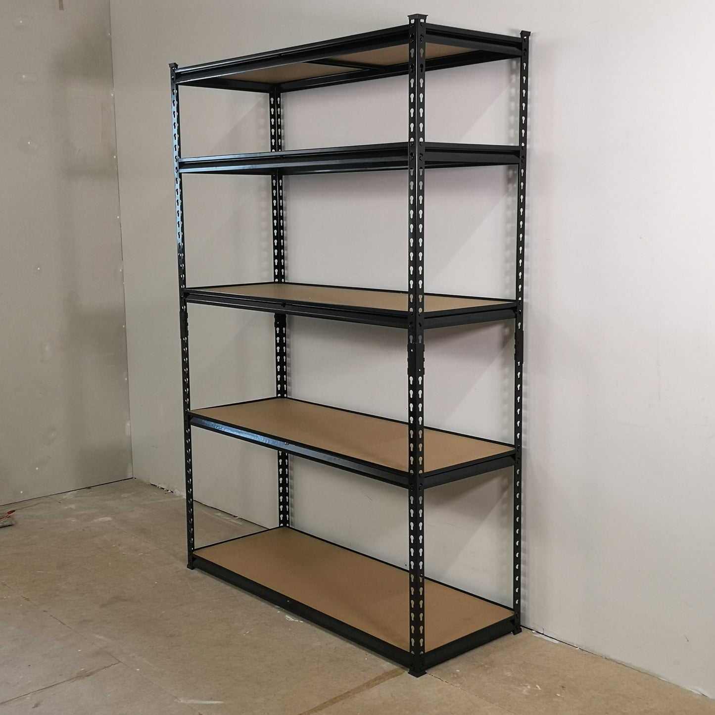 Garage Shelving 122cm Wide & 183cm High Heavy Duty 5 Tier Multipurpose Metal Racking Unit / Warehouse Shelving Storage in Black