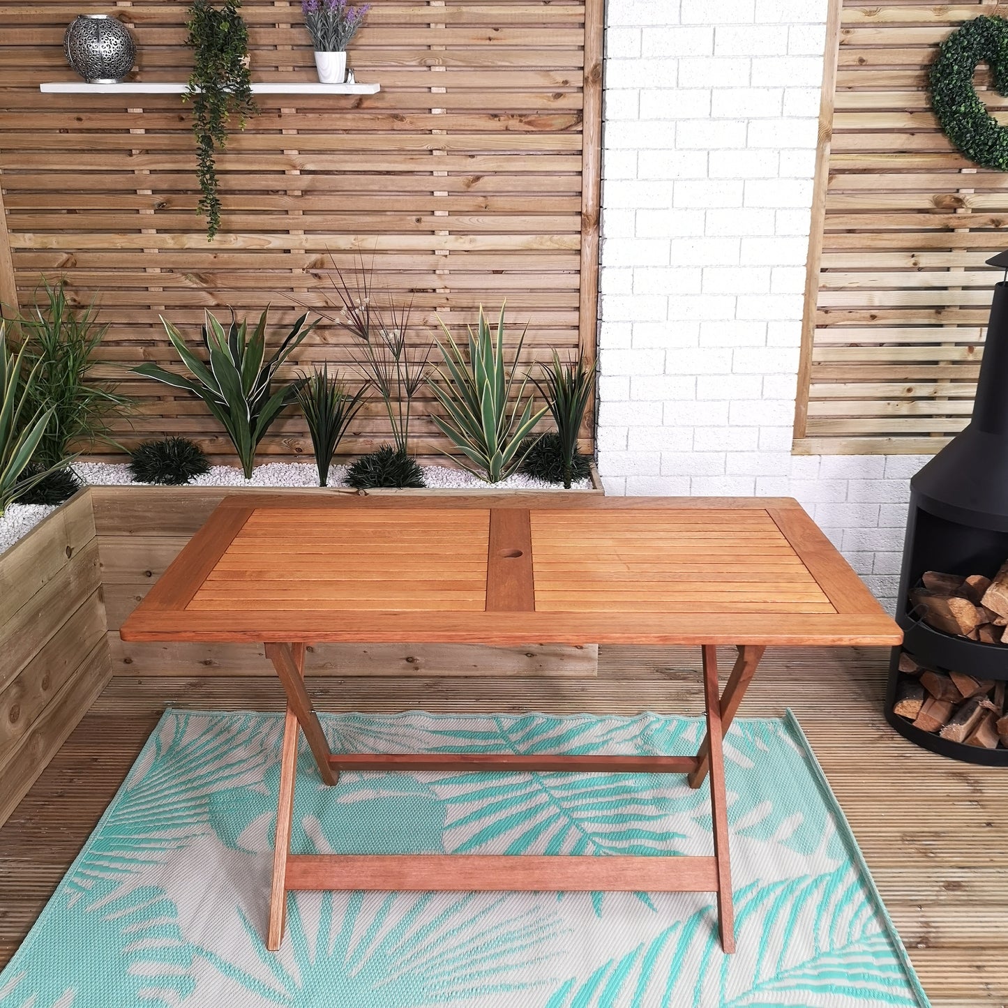 Windermere Outdoor 6 Person Folding Rectangular Wooden Table