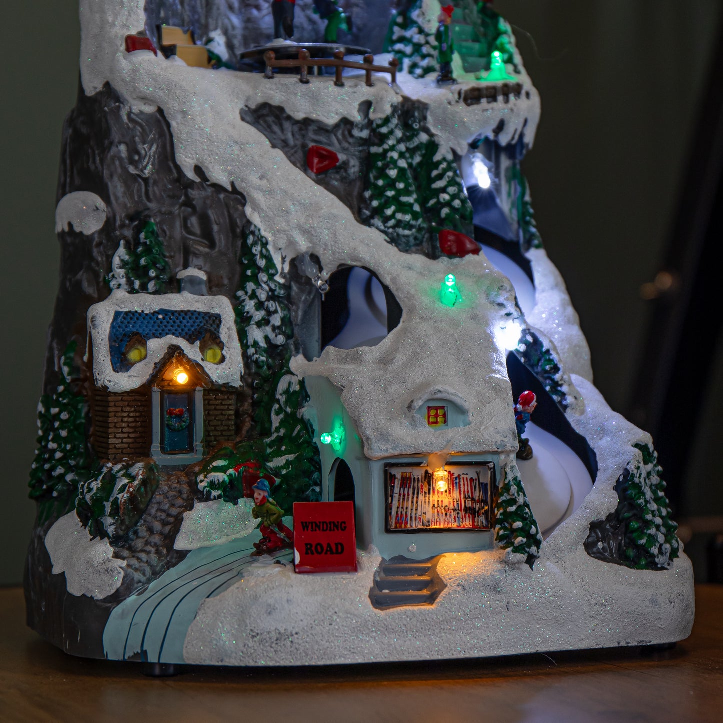 30cm Light up Christmas Winter Ski Village Scene with Music and LEDs