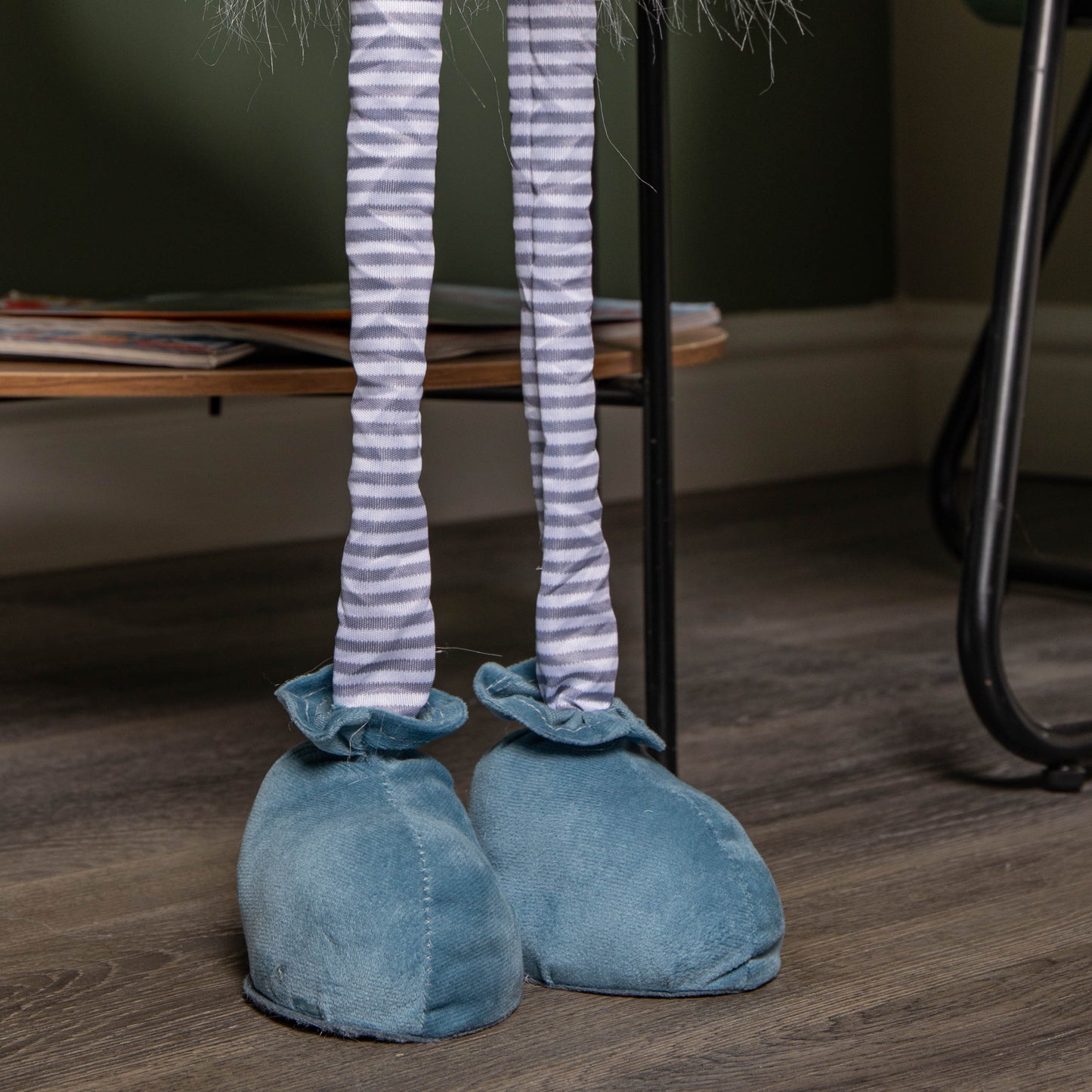 89cm Blue Standing Christmas Gonk Decoration with Extendable Legs and Knitted Hat