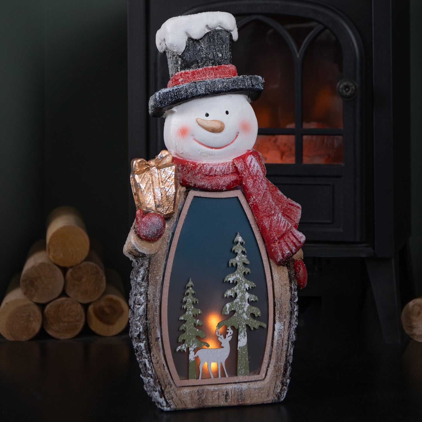 45cm Light up Christmas Woodsman Frosty Glow Snowman with LEDs