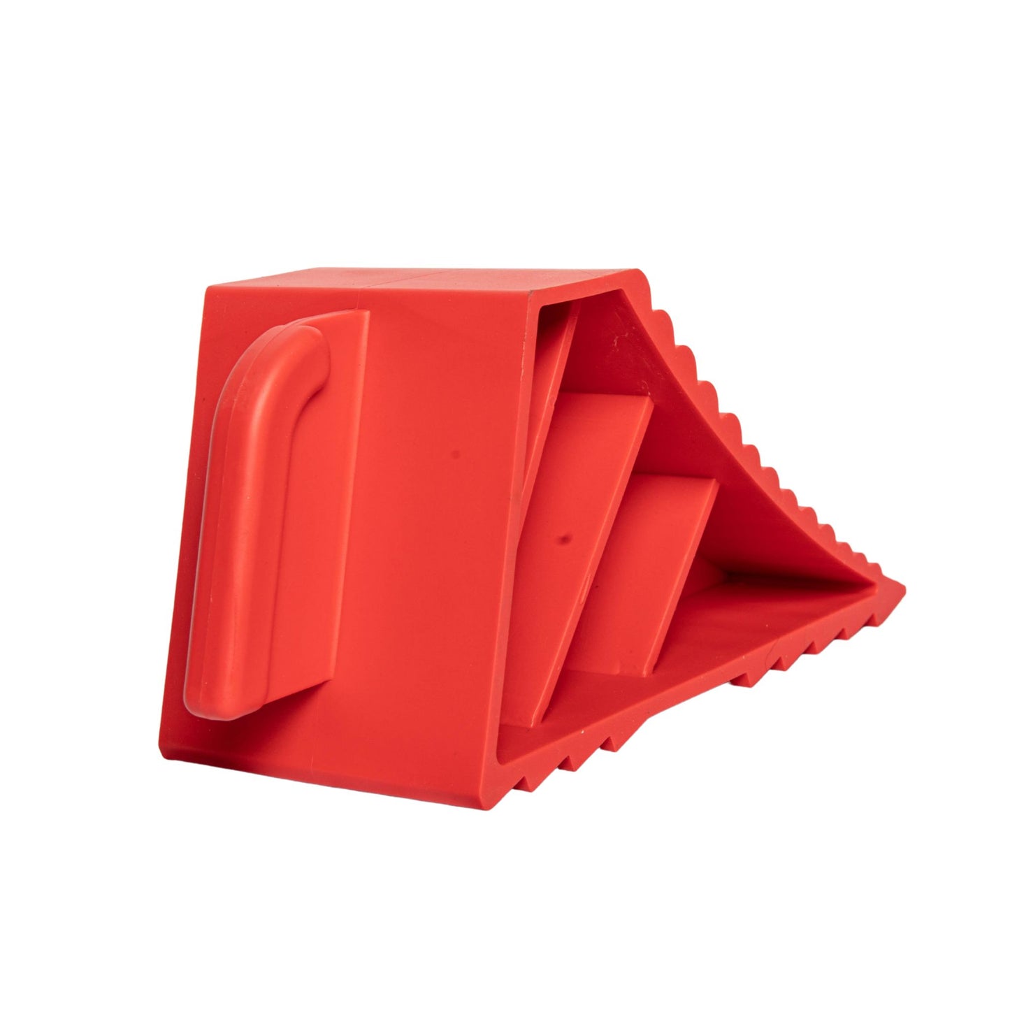 8.5cm x 23cm Set of 2 Heavy Duty Ridged Vehicle Wheel Chocks with Handles in Red