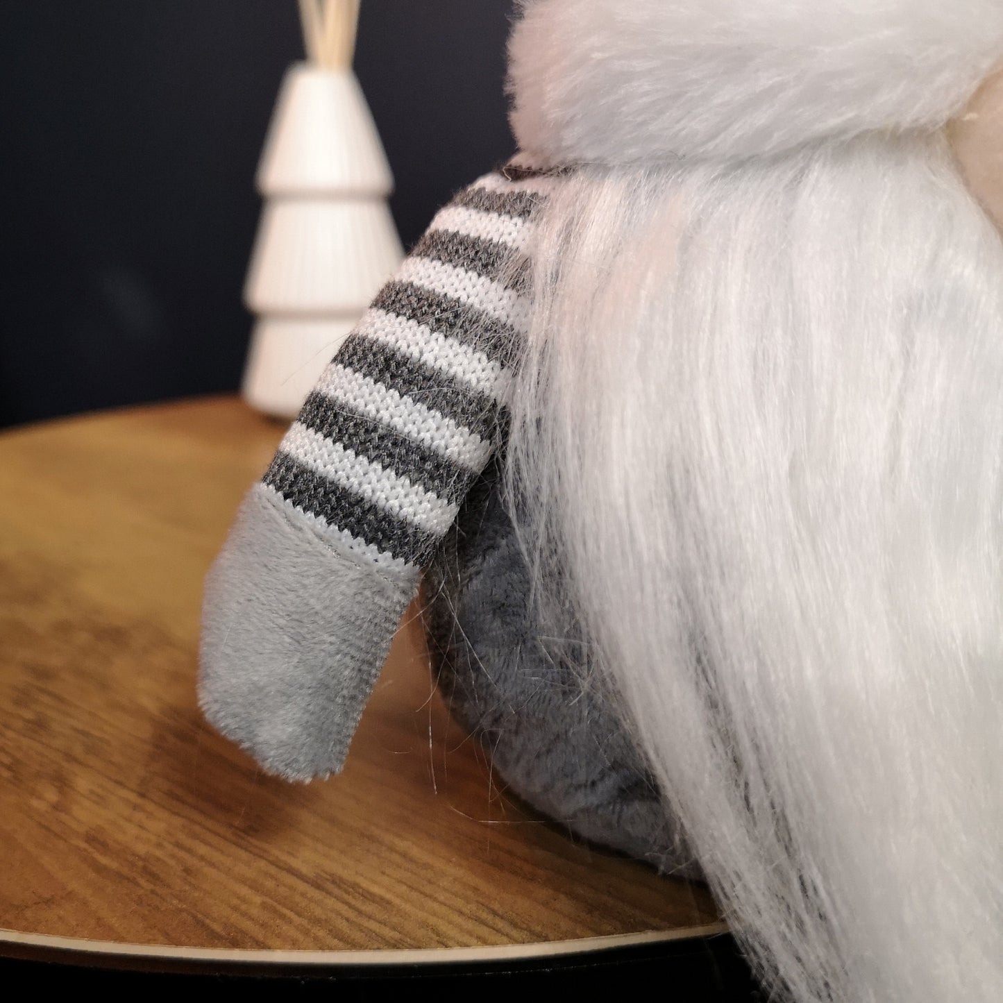 46cm Grey Plush Sitting Gonk Christmas Decoration with Stripey Dangly Legs