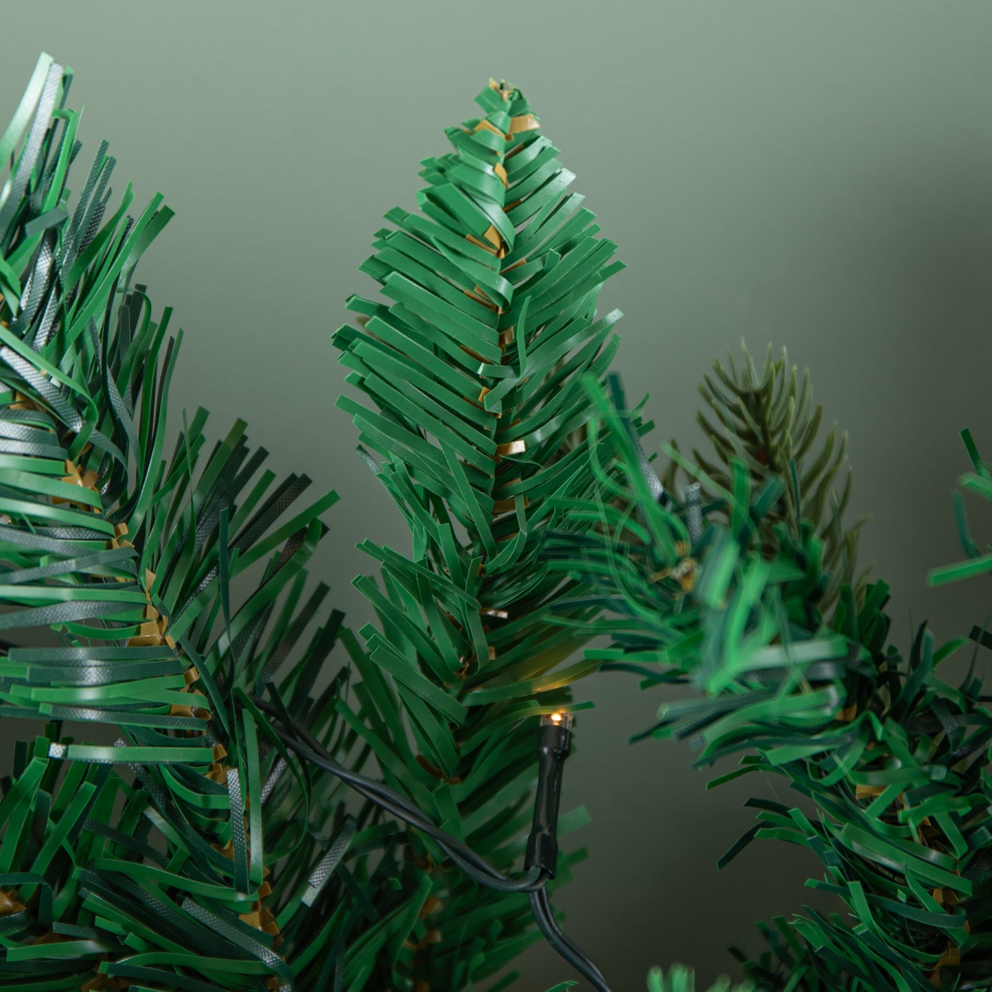 1.8m Plain Green Christmas Garland with 164 Tips and 50 Warm White LED Lights