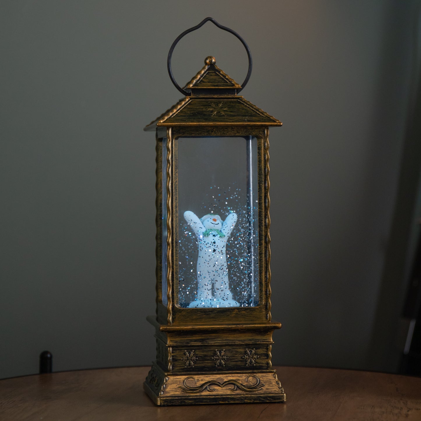 29cm Dual Powered Light up Christmas Water Spinner with The Snowman & RGB LEDs