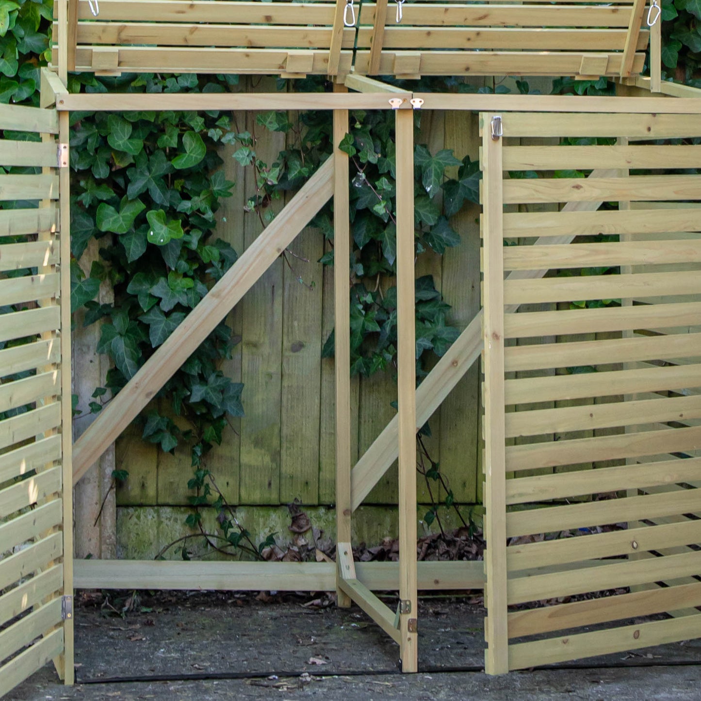 1.34m x 1.2m Large Wooden Outdoor Garden Double Wheelie Bin Store Storage for 2 Bins