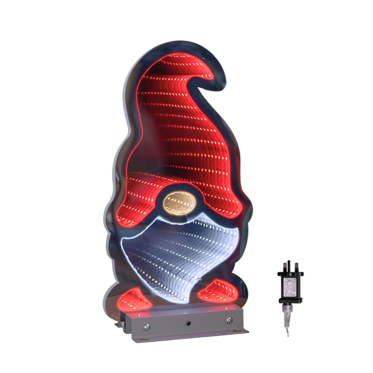 Factory Seconds: 30cm Infinity Light up Christmas Gonk Decoration with Red & White LEDs on Metal Base