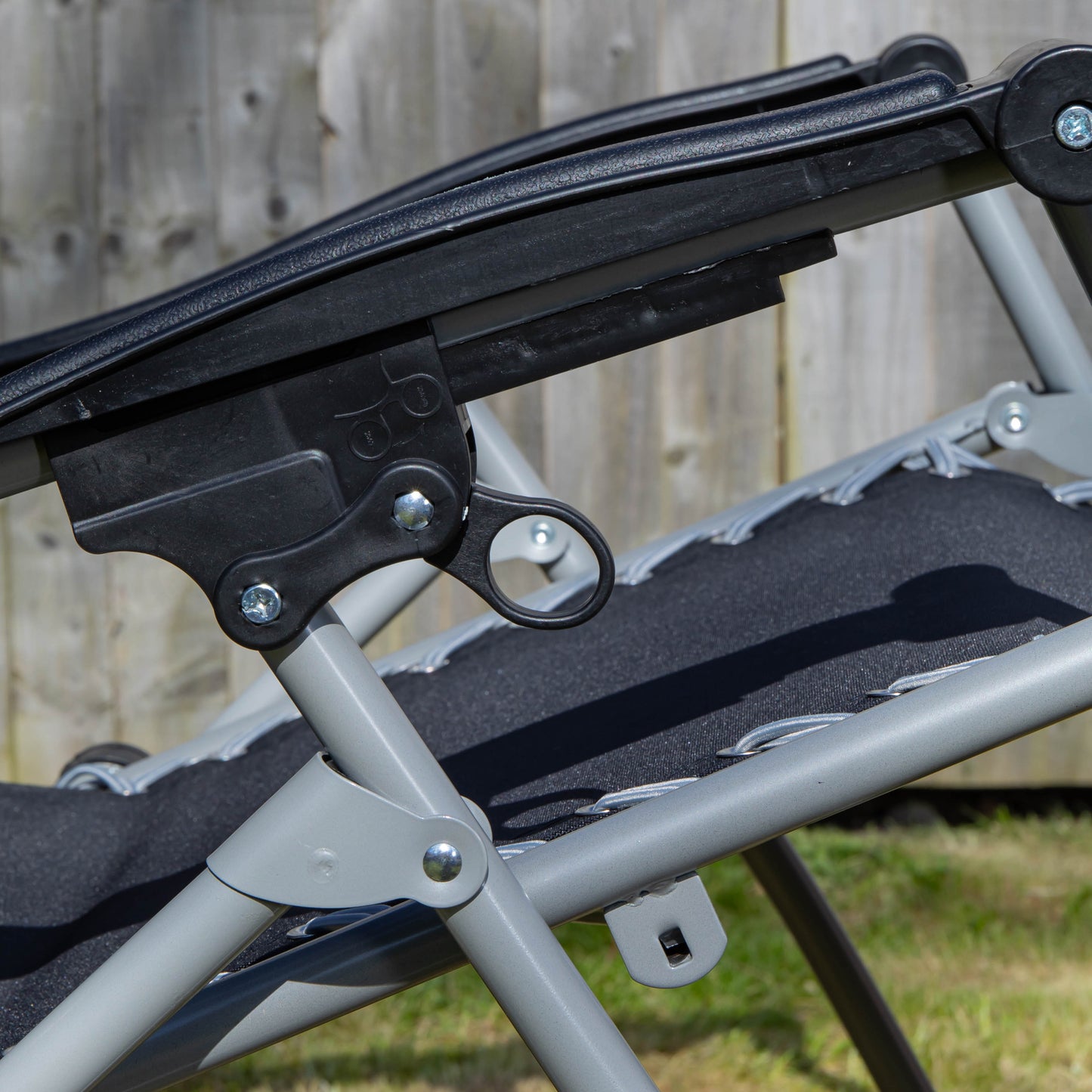 Pair of Multi Position Garden Gravity Relaxer Chair / Sun Lounger - BLACK/SILVER