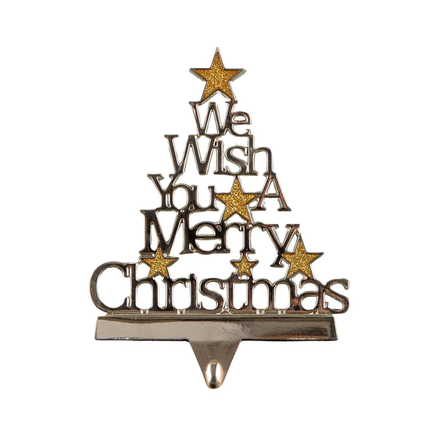 22cm Silver Christmas Stocking Hanger -Let it Snow/We Wish you a Merry Christmas