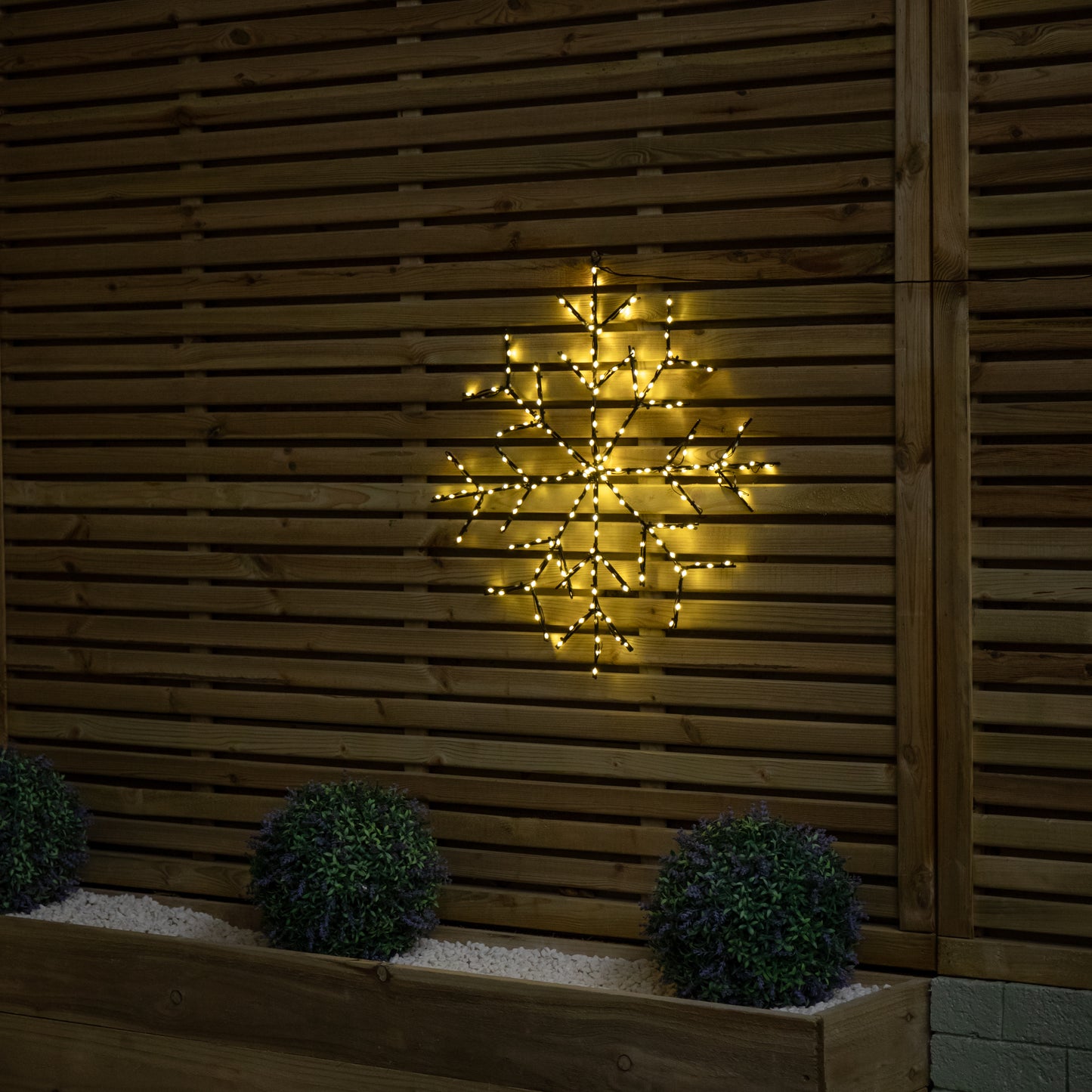 61cm Light up Twinkling Christmas Snowflake with 196 Warm White LEDs