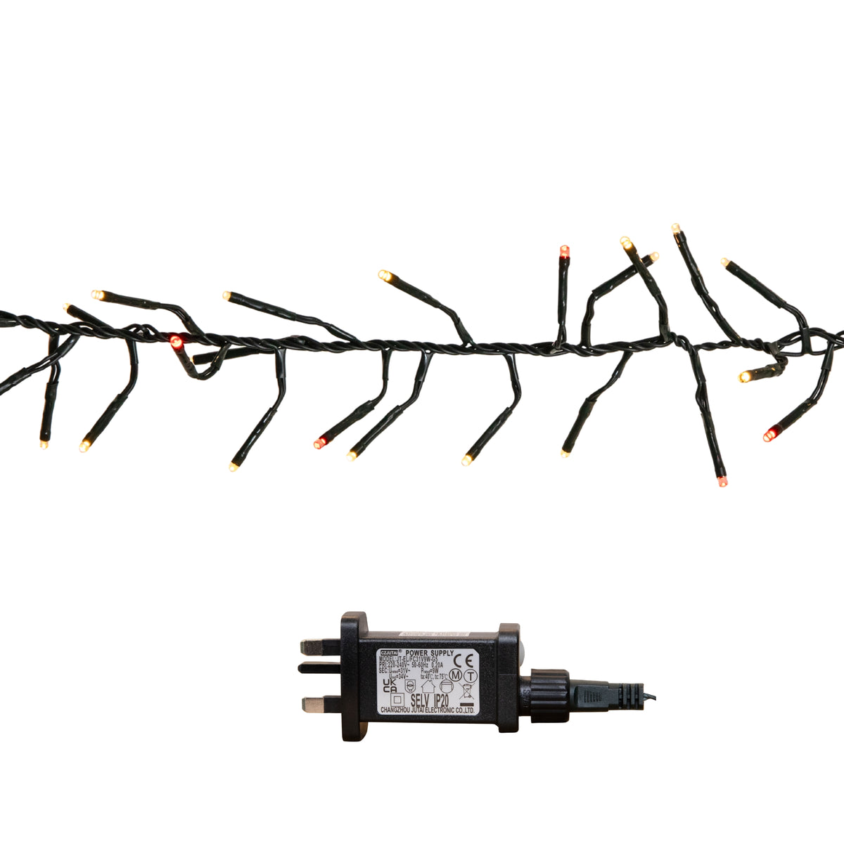 12.4m 960 LED ClusterBrights Christmas String Lights in Red & Warm White