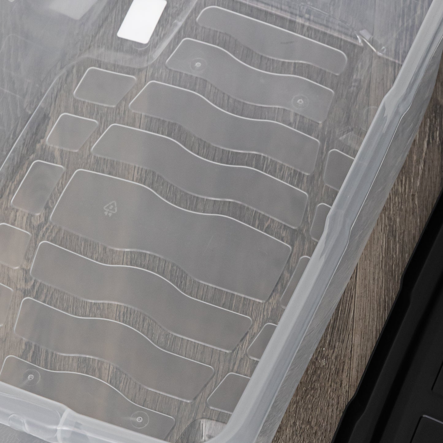 6 x 42L Clear Storage Box with Black Lid, Stackable and Nestable Design Storage Solution