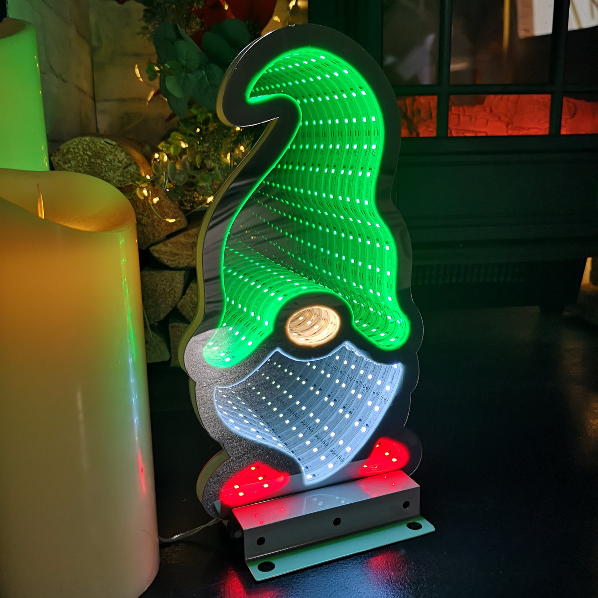 30cm LED Infinity Light Gonk - Green Hat