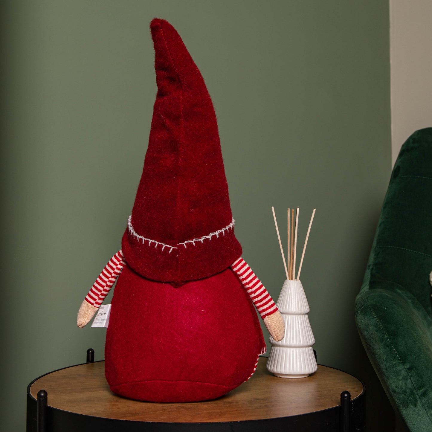 45cm Red and White Stripe Sitting Christmas Gonk Decoration