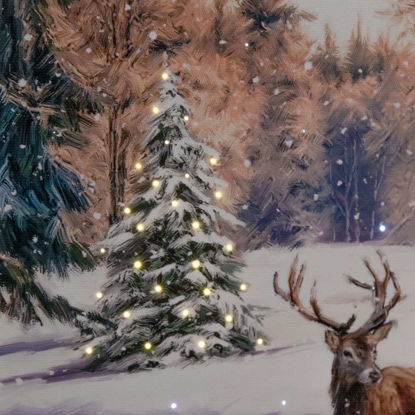 40cm Battery Operated Light up Family of Deers Christmas Canvas with LEDs