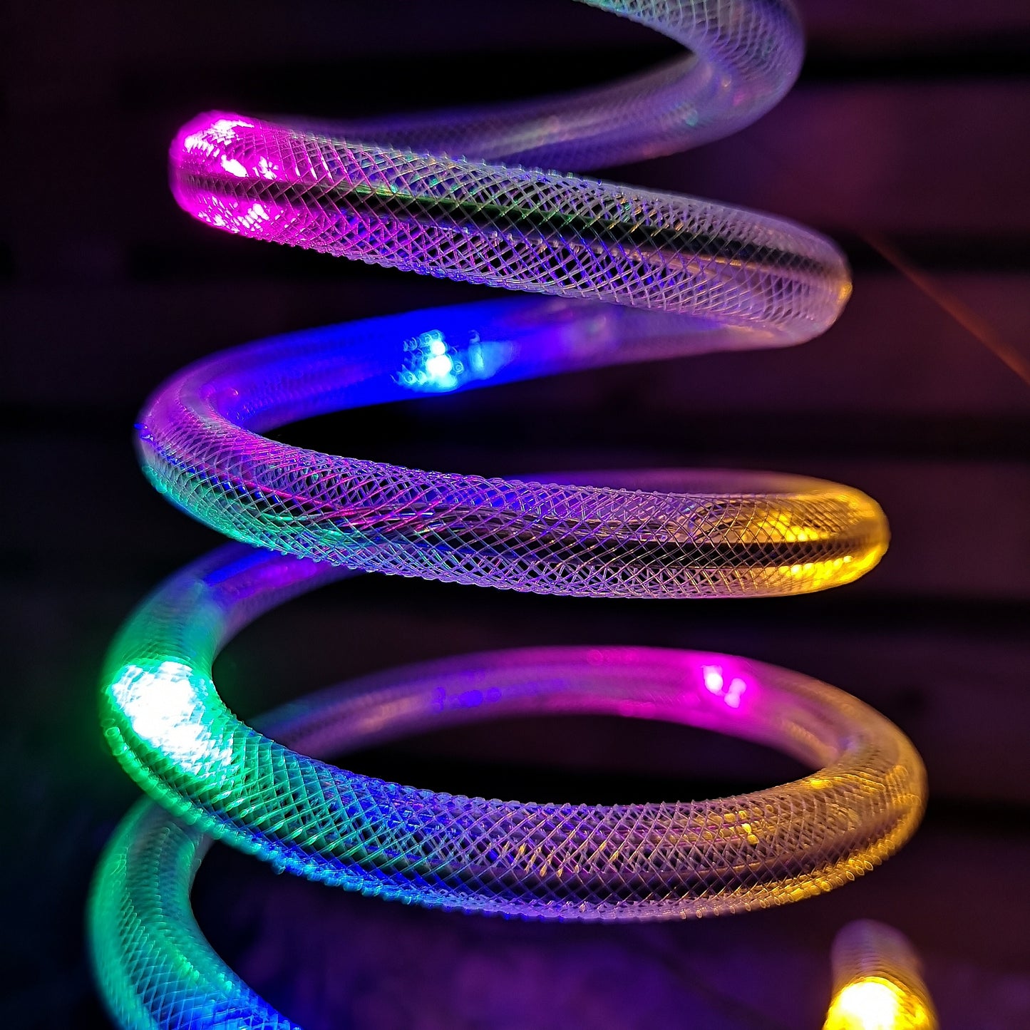 Set of 4 Battery Operated LED Multi Coloured Spiral Tree Path Lights Christmas Decoration with Timer