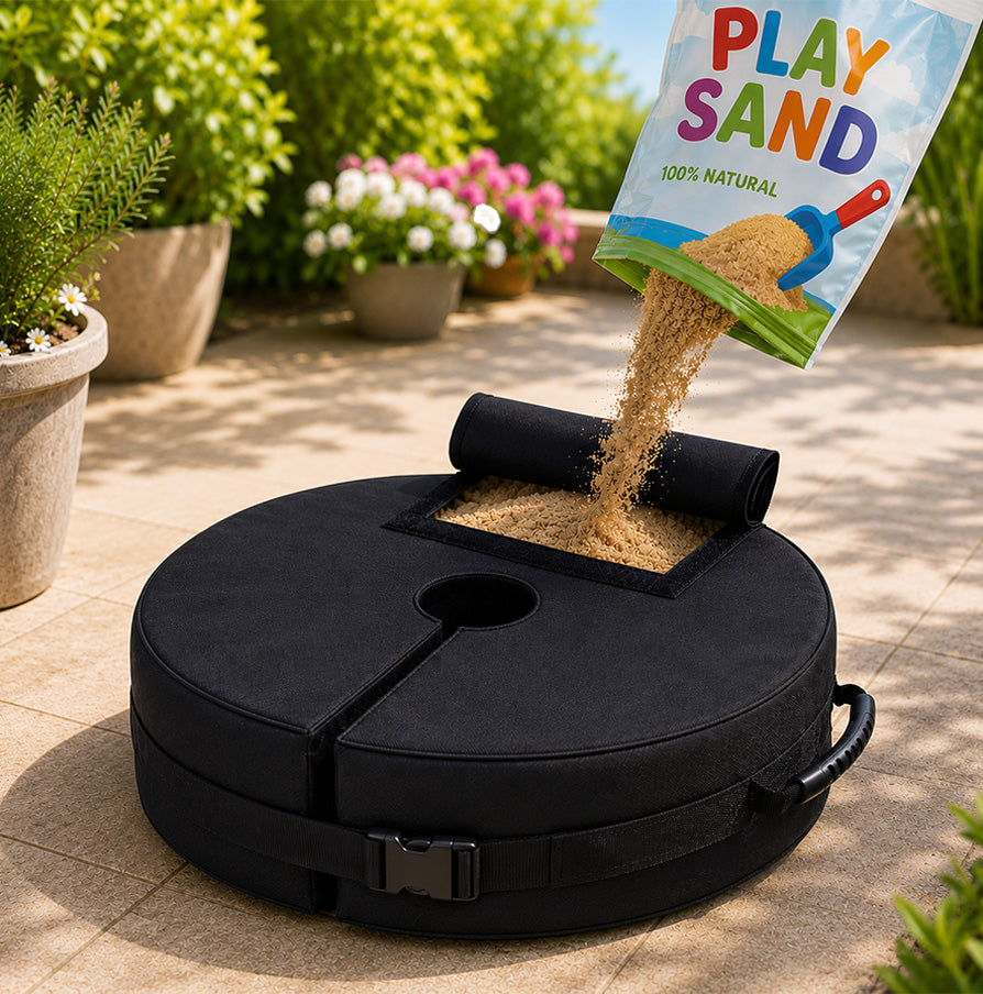 40kg Black Heavy Duty Round Garden Patio Parasol Umbrella Refillable Base Weight Bag