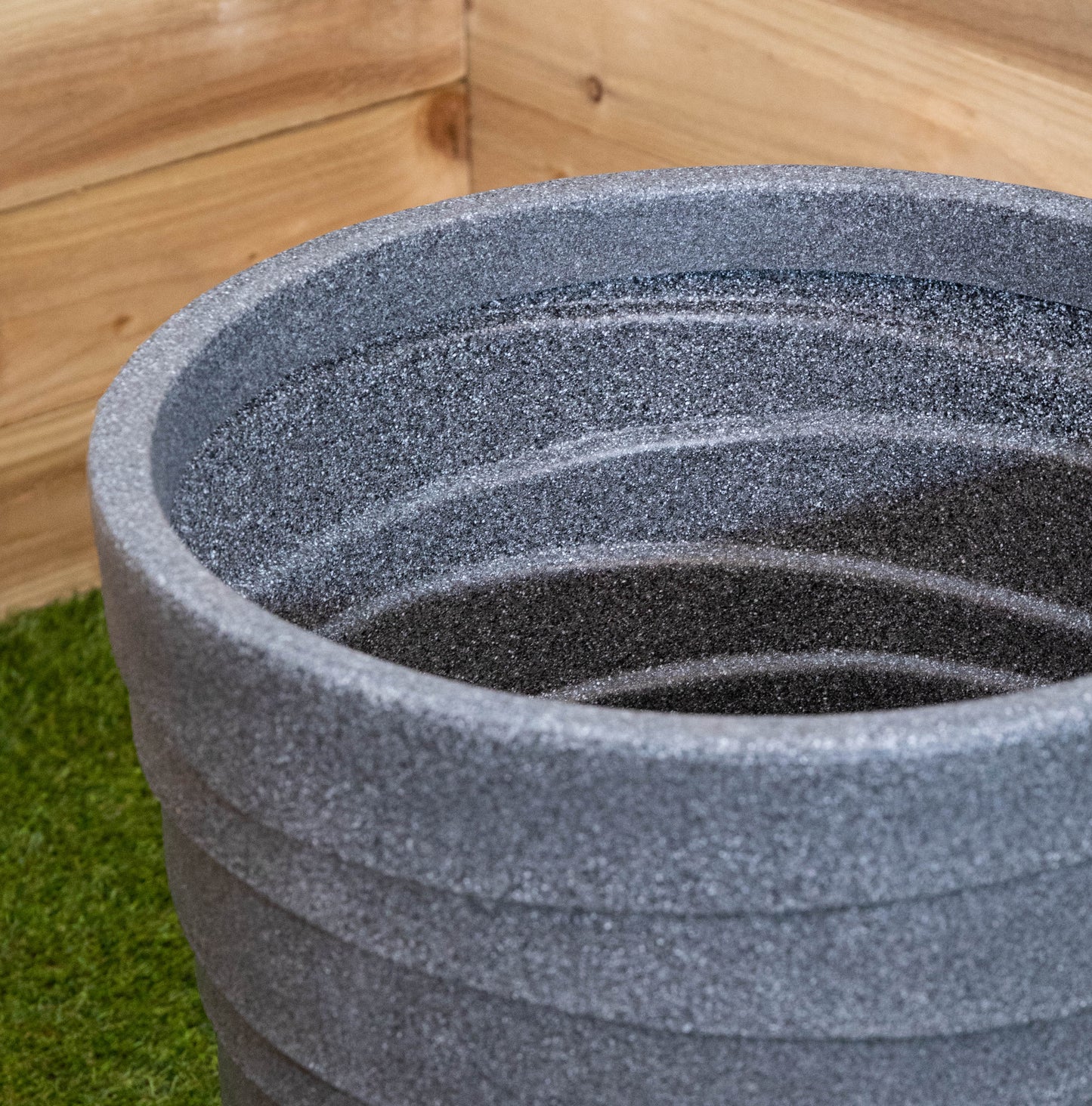 66cm Tall Round Grey Garden Patio Trojan Plant Pot