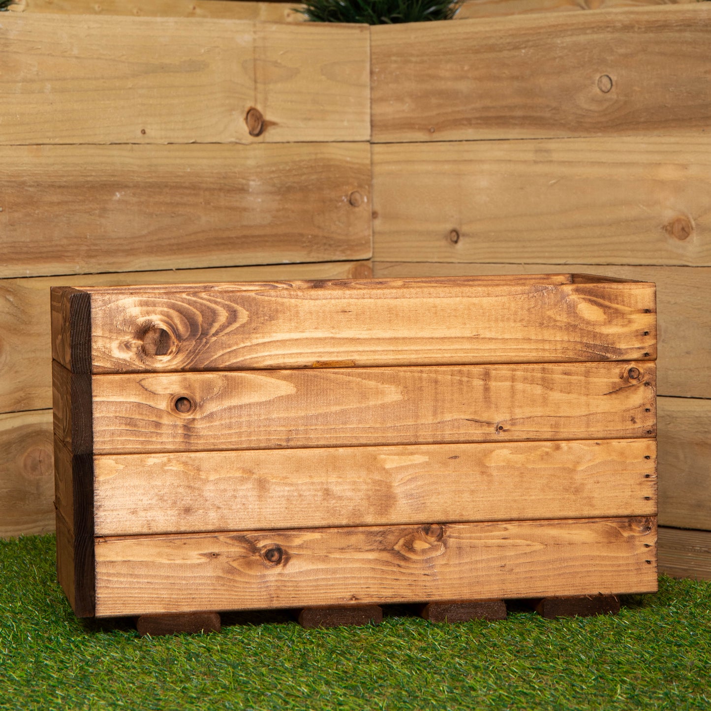 Hand Made 53cm x 25cm x 30cm Rustic Wooden Garden Trough Planter