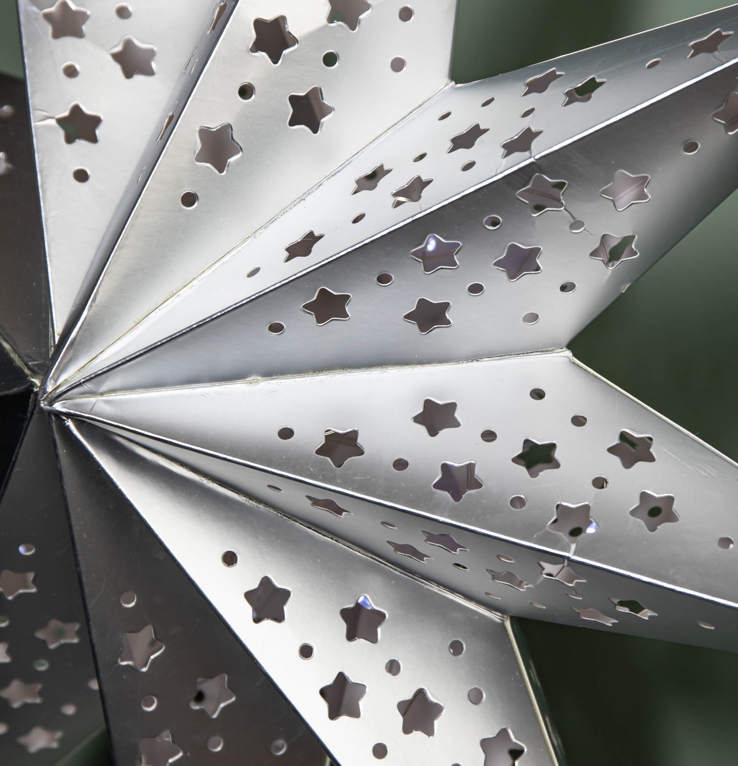 50cm Battery Powered Light up Silver Origami Hanging Christmas Star with LEDs