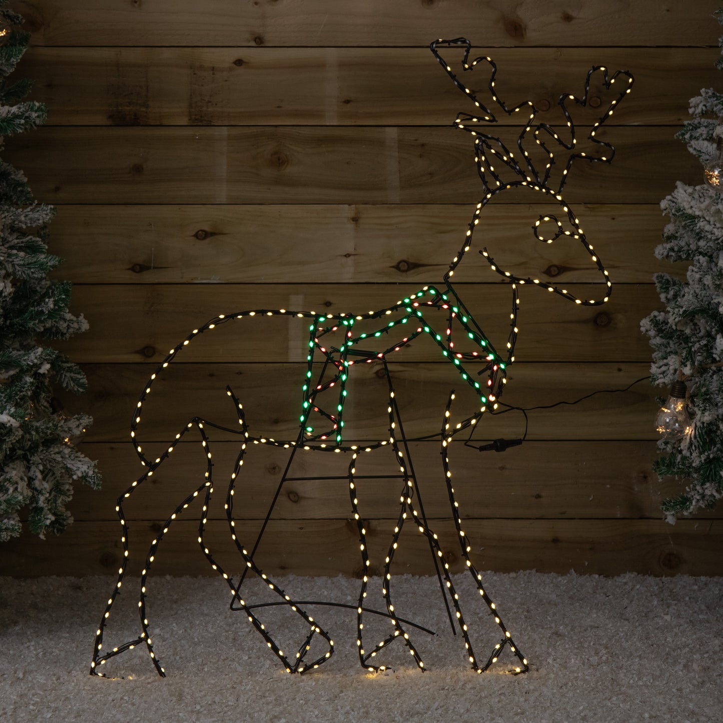 1.4m x 86cm Light up FlexiBrights Standing Christmas Reindeer with 420 Multi-Coloured LEDs
