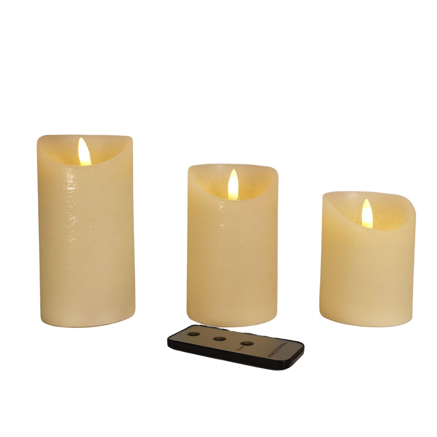 Set of 3 Flickabright Christmas Flickering Cream Candles Small, Medium, Large