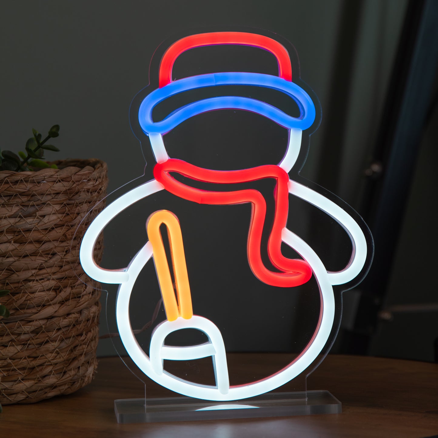 24cm Light up Christmas Snowman Table Top Neon Sign