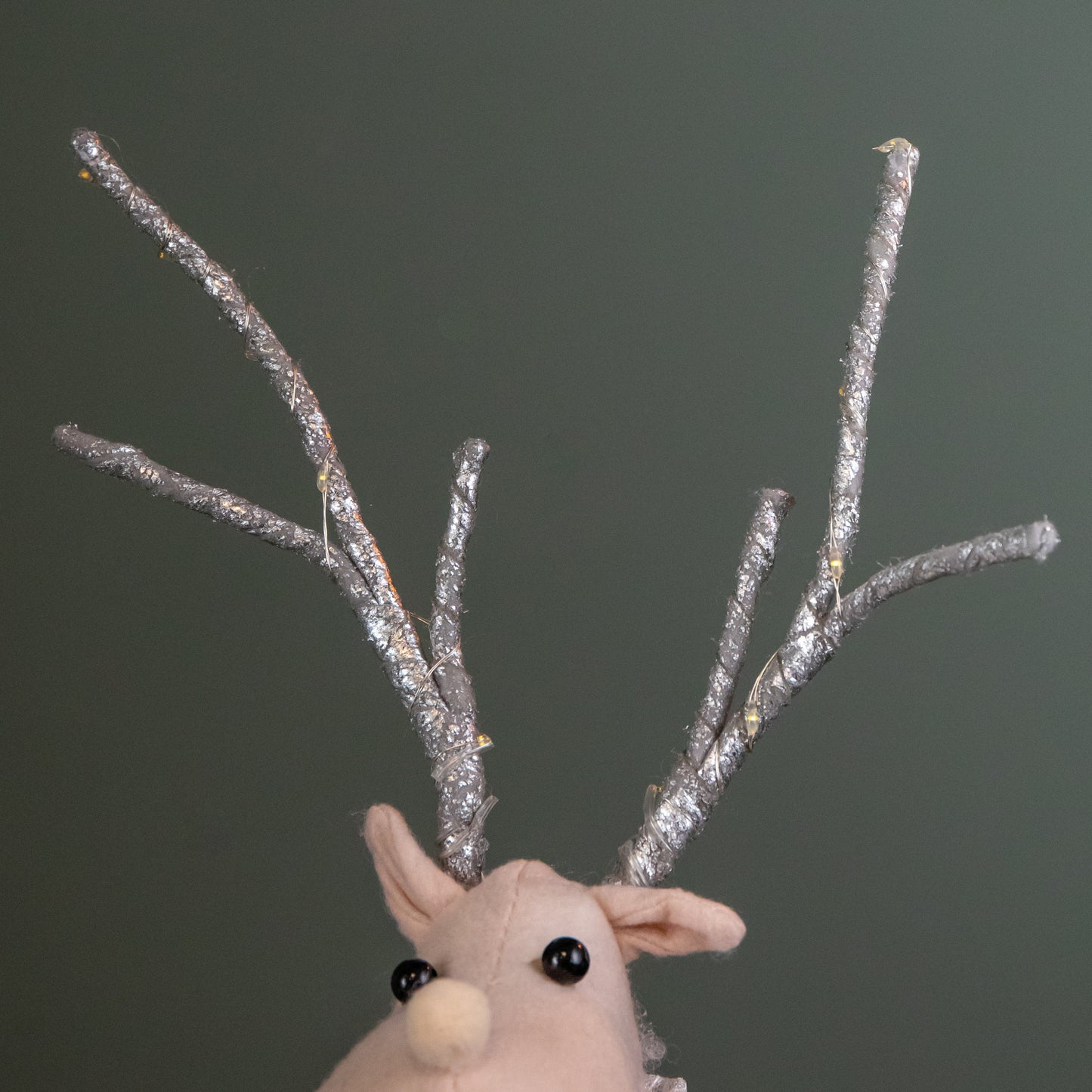 40cm Battery Operated Plush Christmas Reindeer with LED Lit Antlers