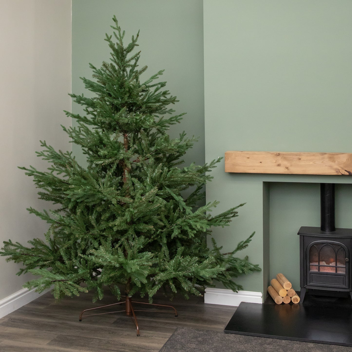 7ft (2.1m) Artificial Glenshee Spruce Green Christmas Tree with Metal Stand