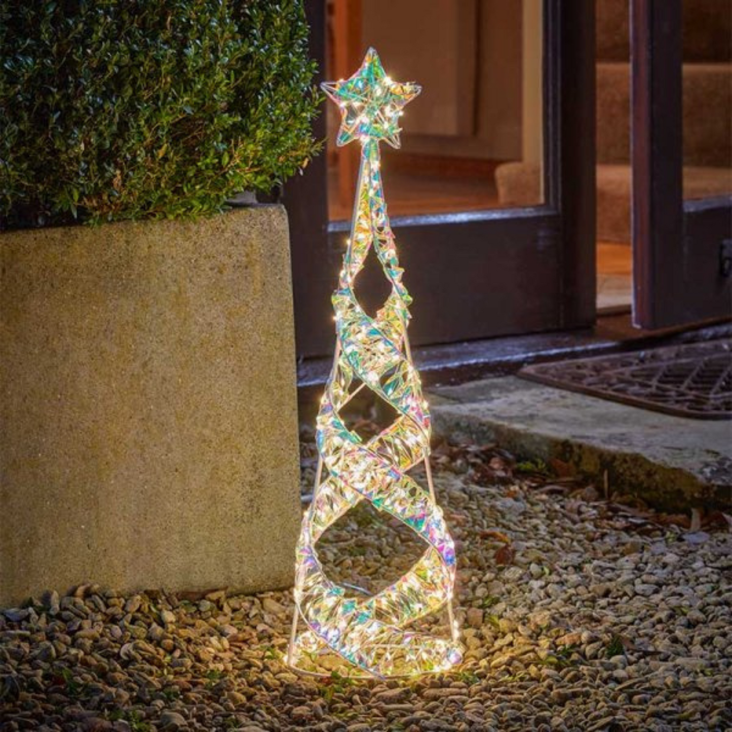 60cm Light up Iridescent Christmas Starbelisk Decoration with Warm White LEDs
