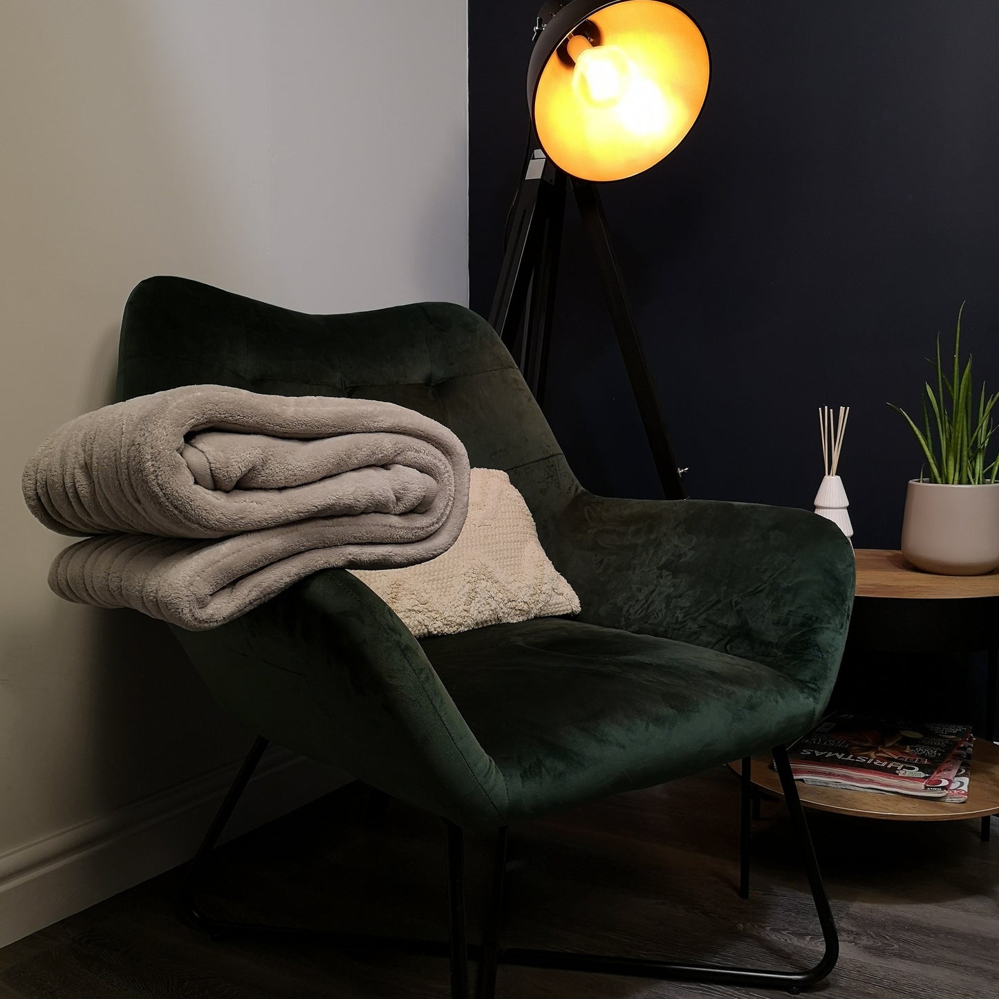 160cm 120w Grey Electric Throw Blanket with Temperature Settings