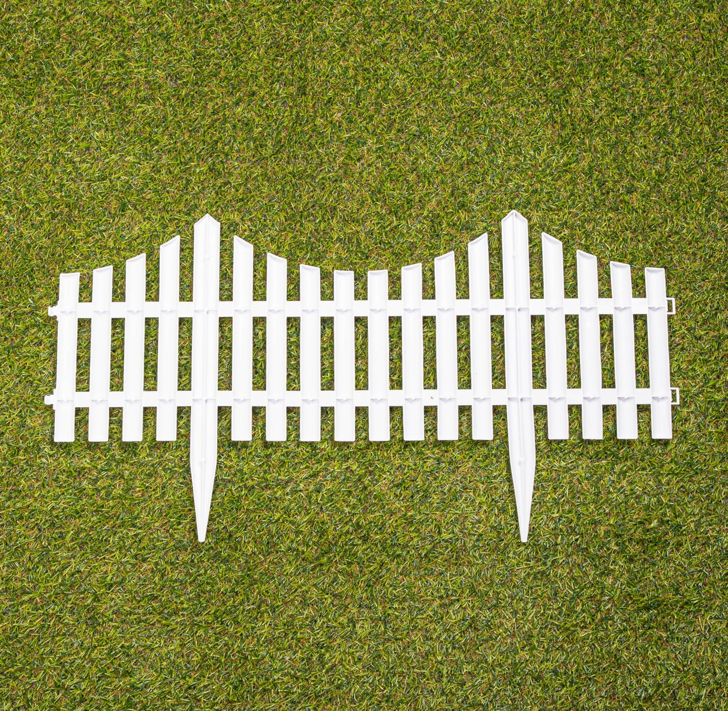 Factory Seconds: 33cm 4 Piece Set White Wood Effect Picket Fence Garden Edging